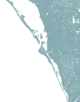 Siesta Key Coastal Map — Fine Art Print Horizontal, soft-blue, No Frame, 10x8