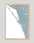 Siesta Key Coastal Map — Fine Art Print Vertical, soft-blue, Oak, 8x10