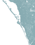 Siesta Key Coastal Map — Fine Art Print Vertical, soft-blue, No Frame, 8x10