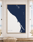 Sonoma Coast canvas map — window-scene interior
