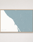 Sonoma Coast Coastal Map — Canvas Horizontal — soft-blue, Light Wood