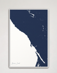 Sonoma Coast Coastal Map — Canvas Vertical, navy, White Frame