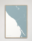 Sonoma Coast Coastal Map — Canvas Vertical, soft-blue, Natural Oak