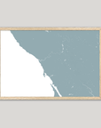 Sonoma Coast Coastal Map — Fine Art Print Horizontal, soft-blue, Oak, 10x8