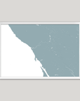 Sonoma Coast Coastal Map — Fine Art Print Horizontal, soft-blue, White Frame, 10x8
