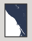 Sonoma Coast Coastal Map — Fine Art Print Vertical, navy, Black Frame, 8x10