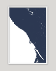 Sonoma Coast Coastal Map — Fine Art Print Vertical, navy, White Frame, 8x10