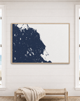 South Shore Massachusetts canvas map — window-scene interior