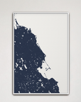 South Shore Massachusetts Coastal Map — Canvas Vertical, navy, White Frame, 16x24