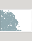 South Shore Massachusetts Coastal Map — Fine Art Print Horizontal, soft-blue, White Frame, 10x8