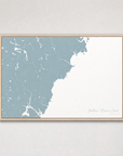 Southern Maine Coast Coastal Map — Canvas Horizontal — soft-blue, Light Wood