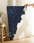 Southern Maine Coast navy vertical wrapped canvas map in the ratio 2:3 hand mockup