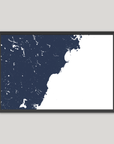 Southern Maine Coast Coastal Map — Fine Art Print Horizontal, navy, Black Frame, 10x8