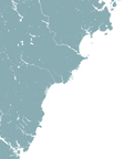 Southern Maine Coast Coastal Map — Fine Art Print Horizontal, soft-blue, No Frame, 10x8