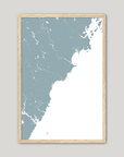 Southern Maine Coast Coastal Map — Fine Art Print Vertical, soft-blue, Oak, 8x10