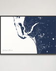 Southwest Florida Coastal Map — Canvas Horizontal, navy, Black Frame