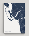 Southwest Florida Coastal Map — Canvas Vertical, navy, No Frame