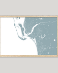 Southwest Florida Coastal Map — Fine Art Print Horizontal, soft-blue, Oak, 10x8