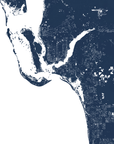 Southwest Florida Coastal Map — Fine Art Print Vertical, navy, No Frame, 8x10