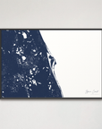 Space Coast Coastal Map — Canvas Horizontal, navy, Black Frame