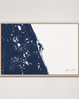 Space Coast Coastal Map — Canvas Horizontal — navy, Light Wood