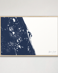 Space Coast Coastal Map — Canvas Horizontal, navy, Natural Oak
