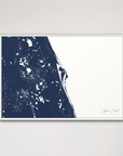 Space Coast Coastal Map — Canvas Horizontal, navy, White Frame