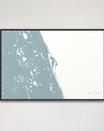 Space Coast Coastal Map — Canvas Horizontal, soft-blue, Black Frame