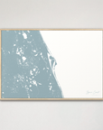 Space Coast Coastal Map — Canvas Horizontal, soft-blue, Natural Oak
