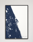 Space Coast Coastal Map — Canvas Vertical, navy, Black Frame