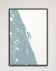Space Coast Coastal Map — Canvas Vertical, soft-blue, Black Frame