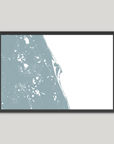 Space Coast Coastal Map — Fine Art Print Horizontal, soft-blue, Black Frame, 10x8