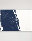 St. Augustine Coastal Map — Canvas Horizontal, navy, White Frame