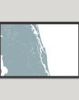 St. Augustine Coastal Map — Fine Art Print Horizontal, soft-blue, Black Frame, 10x8