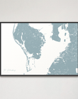 St. Petersburg Coastal Map — Canvas Horizontal, soft-blue, Black Frame