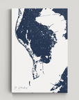 St. Petersburg Coastal Map — Canvas Vertical, navy, No Frame