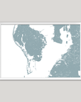 St. Petersburg Coastal Map — Fine Art Print Horizontal, soft-blue, White Frame, 10x8
