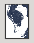 St. Petersburg Coastal Map — Fine Art Print Vertical, navy, Black Frame, 8x10