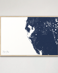 Tampa Bay / Sarasota Coastal Map — Canvas Horizontal, navy, Natural Oak