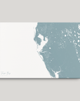 Tampa Bay / Sarasota Coastal Map — Canvas Horizontal, soft-blue, No Frame