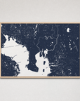 Tampa Coastal Map — Canvas Horizontal — navy, Light Wood