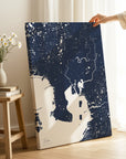 Tampa navy vertical wrapped canvas map in the ratio 2:3 hand mockup