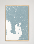 Tampa Coastal Map — Canvas Vertical, soft-blue, Natural Oak
