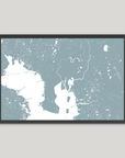 Tampa Coastal Map — Fine Art Print Horizontal, soft-blue, Black Frame, 10x8