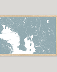 Tampa Coastal Map — Fine Art Print Horizontal, soft-blue, Oak, 10x8