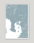 Tampa Coastal Map — Fine Art Print Vertical, soft-blue, White Frame, 8x10