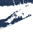The Hamptons Coastal Map — Fine Art Print Horizontal, navy, No Frame, 10x8