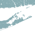 The Hamptons Coastal Map — Fine Art Print Vertical, soft-blue, No Frame, 8x10