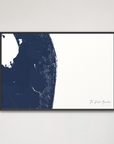 The Palm Beaches Coastal Map — Canvas Horizontal, navy, Black Frame