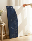 The Palm Beaches navy vertical wrapped canvas map in the ratio 2:3 hand mockup